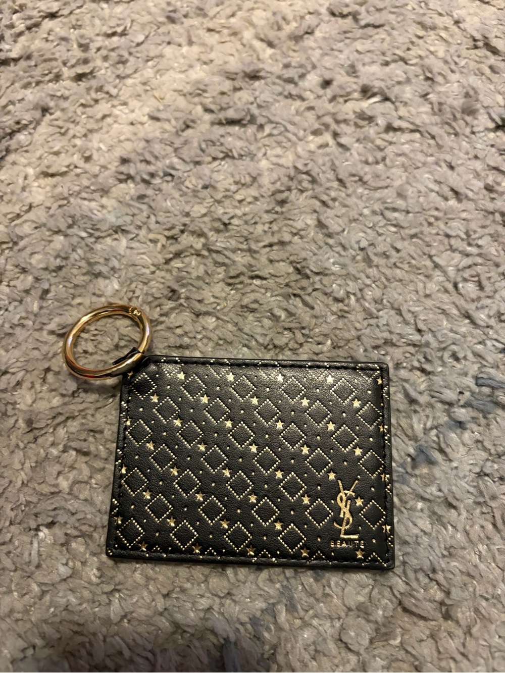 YSL Beauty Black & Gold Studded Card Holder with Mirror w/Gold Star Detail GWP